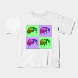 Ladybug Pop Art - Purple and Green Kids T-Shirt